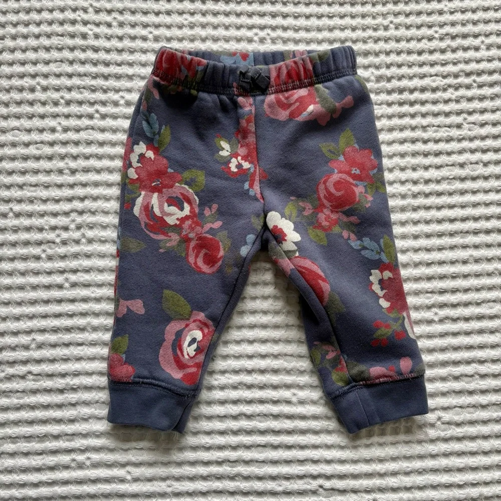 Baby GAP Floral Fleece Jogger Sweatpants Cozy Cottagecore Baby Girl Pants 6–12M